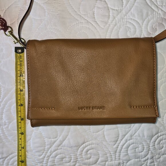 Lucky Brand Light Brown Leather Purse and/or Clutch with Decorative Tassel - Picture 13 of 16